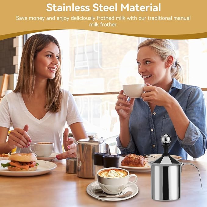 Milk Frother, Manual Frother 27oz/800ml Milk Frothing Pitchers Stainless Steel Coffee Milk Foamer Milk Creamer Frother Latte Cappuccino Foam Pitcher Manual Milk Creamer With Handle