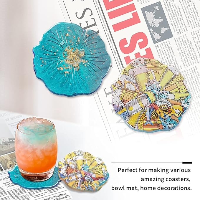 Coaster Resin Epoxy Molds for Casting Irregular Wave Shape Silicone Geode for Making Cup Mats Agate Coaster Mold Wine Glass Holder Home Decor DIY Craft Project