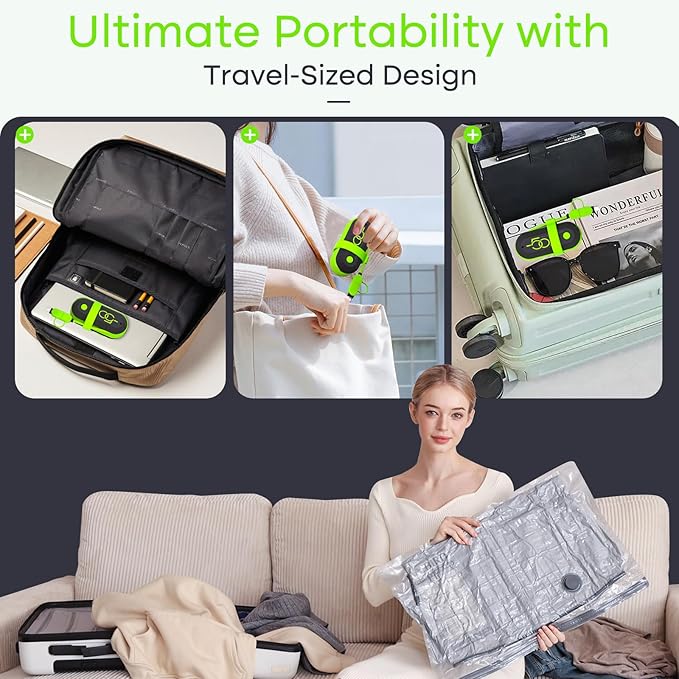 9 Pack Travel Vacuum Storage Bags with USB Electric Pump, Carry-on Size Space Saver Bags for Clothes and Clothing Travel，Compression Packing for Luggage and Suitcase