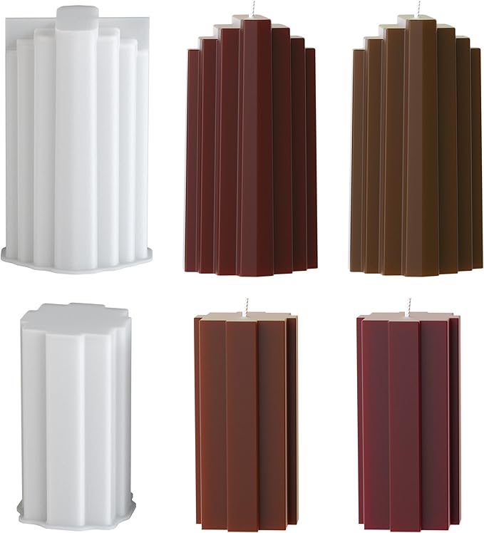 2 Pack Stripe Cylinder Pillar Spiral Candle Resin Mold - Resin Casting Silicone Molds for Home Decor & Candle Making Wave Spiral Mold
