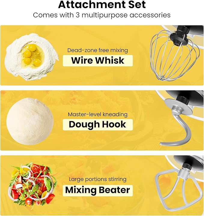 VIVOHOME Stand Mixer, 660W 10 Speed 6 Quart Tilt-Head Kitchen Electric Food Mixer with Beater, Dough Hook, Wire Whip and Egg Separator, Silver