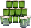 10 OZ Thick Candle Jars for Making Candles 15 Pcs, Empty Jars with Wood Lids for Candle Making, Sample Container, Clear Green