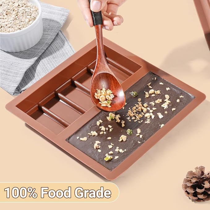 FUNBAKY Dubai Silicone Chocolate Bar Mold - 1-Inch Deep Cavities, Large Thick Candy Bar Mold, Ideal for Filling Pistachio Chocolate, Includes Scraper, 2 Pack