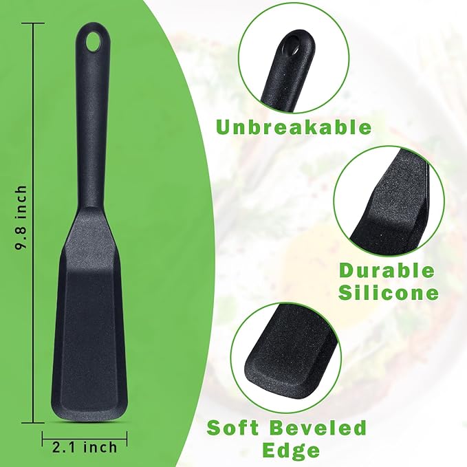 Eggssentials Pack of 2, Egg Spatula - Non-Stick, High Heat Resistant Kitchen Tools for Panckes, Eggs, Baking, Cooking, and Mixing - Red & Black