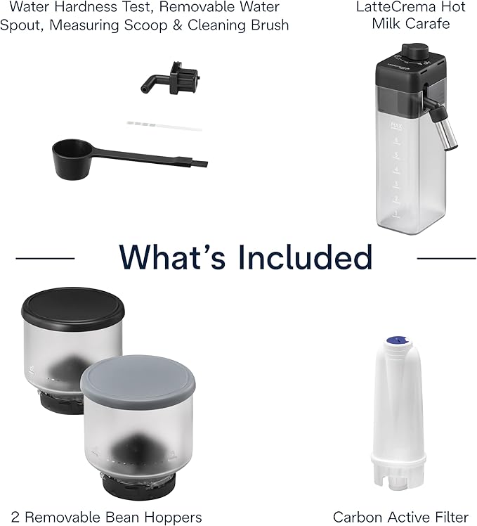 De'Longhi Rivelia Automatic Espresso Machine, Grinder & Frother, Easy Bean Switching, Pebble Gray