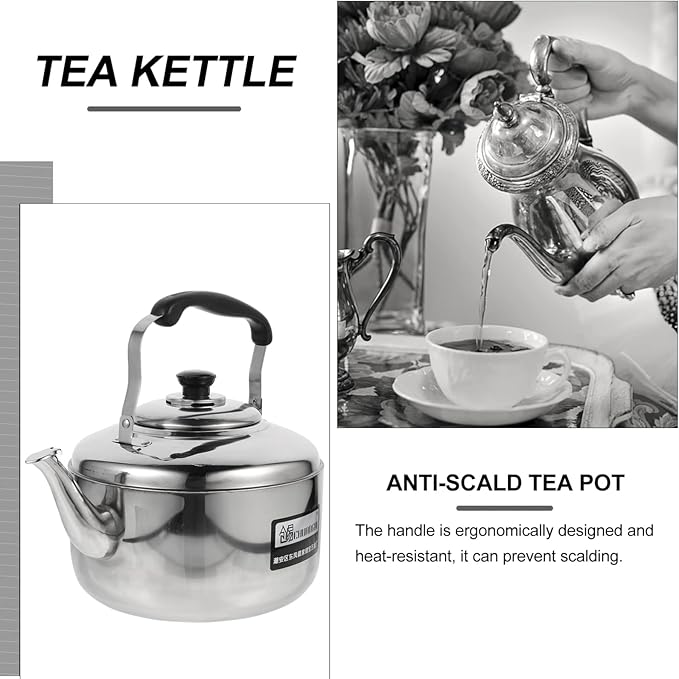 Cabilock 4L Stainless Steel Whistling Tea Kettle Stovetop Large Rapid Boil Kettle with Ergonomic Handle for Home Kitchen
