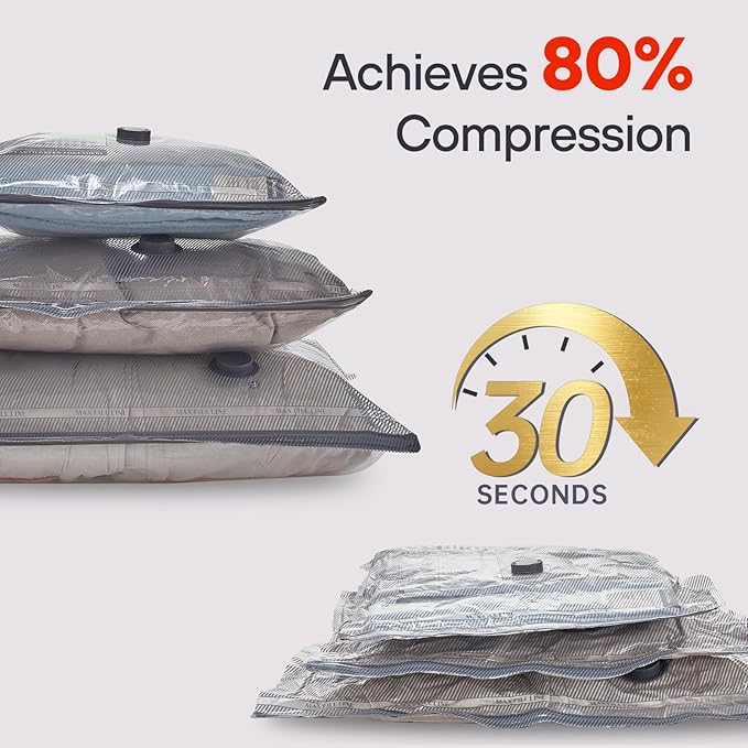 12-Pack Travel Vacuum Storage Bags, Lightweight Space Saver Bags for Luggage (Pump Not Included)
