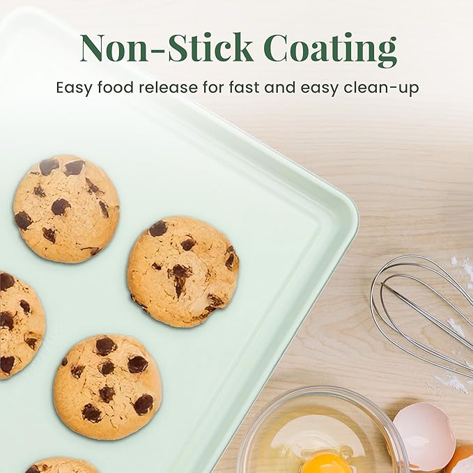 Larder & Vine 8-Piece Bakeware Set | Non-Stick Baking Set with Ceramic Finish | PFAS, PFOA, PTFE, and BPA Free Baking Essentials | Baking Sheets, Muffin Tins and Assorted Baking Pans | Sage