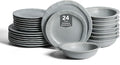Stone Lain Oasis 24-Piece Dinnerware Set Stoneware, Dishwasher and Microwave Safe Plates and Bowls Set, Dish Set for 8, Grey Blue