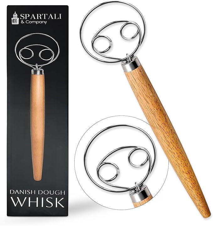 Spartali & Company Versatile 13-Inch Danish Dough Whisk for Sourdough: Essential Sourdough Bread Baking Supplies, Bread Making Tools, and Baking Tools - Whisks for Cooking & Mixing Dough Effortlessly