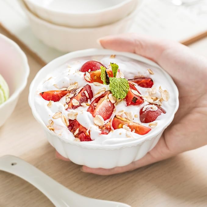 Pasta and Salad Bowls,8.5 Inch Serving and Soup Bowl Set, Microwave and Dishwasher Safe, Set of 2, White, Kitchen Plates and Bowls Set