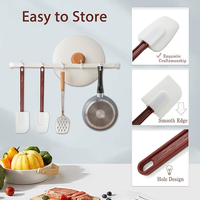 10 INCH Silicone Spatulas Heat Resistant Heavy Duty Rubber Spatulas Commercial Spatulas Set for Kitchen Use Silicone Cooking Utensils Sets of 2