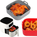 Air Fryer Silicone Liners, Pot 2 Pcs Reusable Non-Stick Air Fryer Basket Bowl Fit 3-6QT Air fryer Baking Replacement of Flammable Parchment Paper(Square, 7.5 Inch)