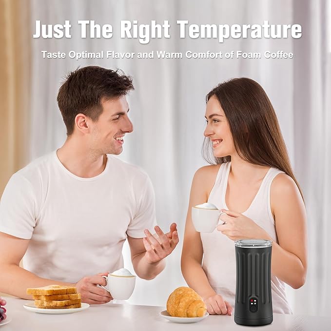 Milk Frother, 4-in-1 Milk Steamer and Frother, 8.1oz/240ml Automatic Warm and Cold Foam Maker, Auto Shut-Off Frother for Coffee, Latte, Cappuccino, Macchiato(Black)