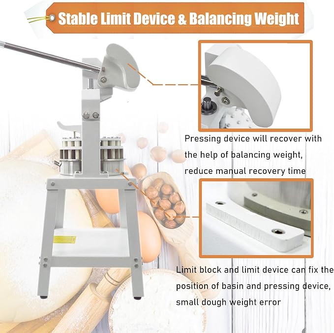 Commercial Dough Divider Manual 30PCS Dough Divider 1.27oz-6.77oz Heavy Duty Dough Cutter Machine with 36-192g Dough Weight Range for Baking, 30PCS