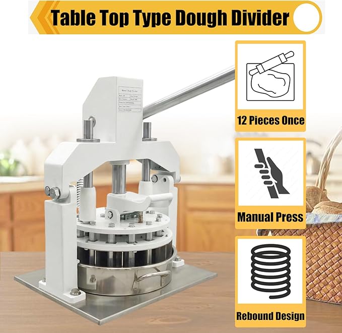 Table Top Dough Dividing Machine Manual Dough Divider 12PCS Dough Cutter Commercial Dough Dividing Machine Dough Baking Divider, 3.17oz-16.93oz, 12PCS
