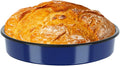 Enamel Round Baking Pan Roasting Dish 10 Inch Non-Stick Cookware for Cake Bread Pie Pizza Roast, Non-Toxic Carbon Steel Oven Dishwasher Safe Thanksgiving Party Gift Bakeware Navy Blue