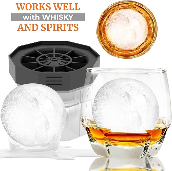 PREMIUM Ice Ball Molds (6-Pack), BPA Free 2.5 Inch Ice Spheres. Slow Melting Round Ice Cube Maker for Whiskey and Bourbon
