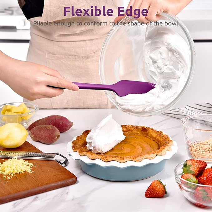 Heat Resistant Silicone Spatula Set: U-Taste 600ºF High Temp Seamless Food Grade Utensil, Flexible Rubber Silicon Kitchen Cooking Mixing Baking Scraper for Nonstick Cookware Set of 4 (Purple)