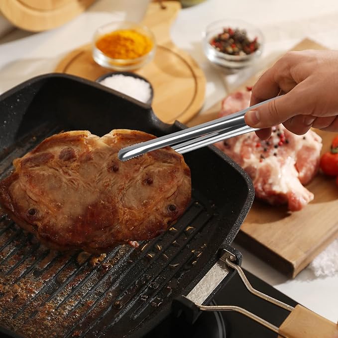 Serving Tongs Kitchen Tongs,Buffet Tongs, Stainless Steel Food Tong Serving Tong,small tongs 8 Pack(Sliver 9 Inch)