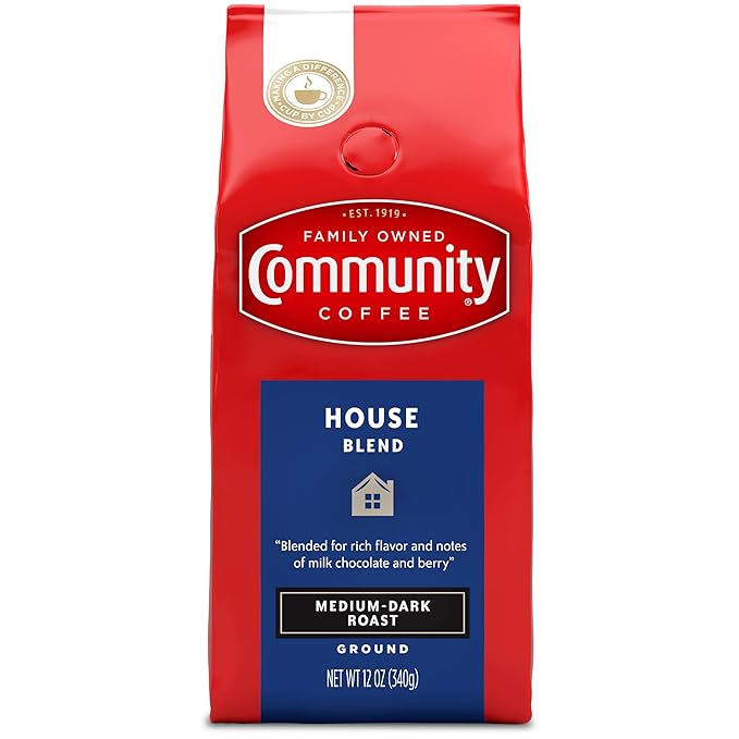 Community Coffee House Blend, Ground Coffee, Medium Dark Roast, 12 Ounce Bag (Pack of 1)