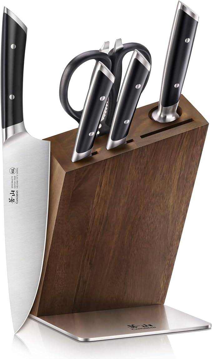 Cangshan HELENA Series German Steel Forged, HUA Knife Block Set (6-Piece, Black)
