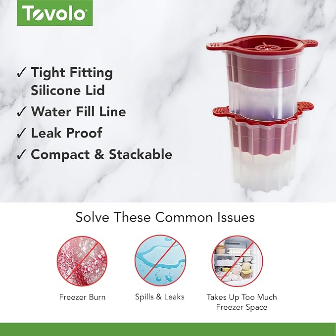 Tovolo Christmas Ornament Ice Molds, Odor and BPA Free - Dishwasher Safe, Set of 2, Dot & Stripes