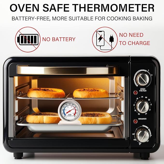 10 Pack Oven Thermometer 50-300°C/100-600°F Stainless Steel Oven Thermometers with Large Dial, Oven Temperature Gauge for BBQ Cooking Baking Grill Smoker