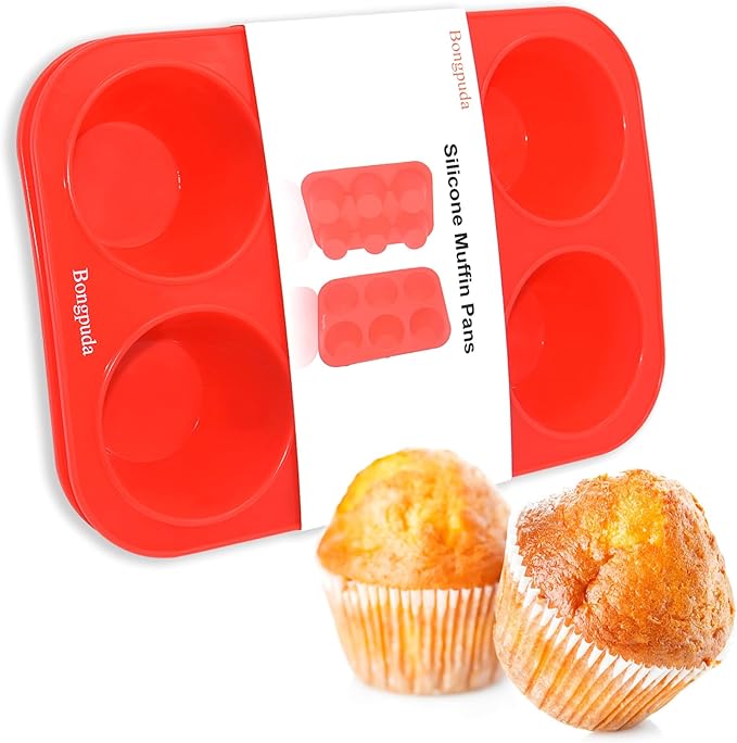 Silicone Large Muffin Pan 2 Pack,6 Cup Large Silicone Cupcake Pan,Non-Stick Jumbo Muffin Pans,Food Grade Cupcake Molds,Perfect for Egg Muffin,Big Cupcake