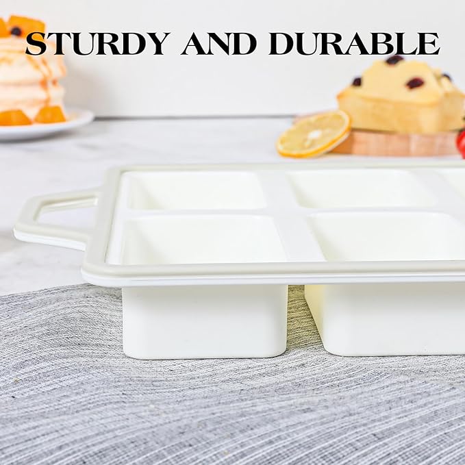 Vinino Silicone Mini Loaf Pans with Metal Reinforced Frame-2 Pack, Non-stick Silicone Bread Pan for Baking 8-Cavity, Tiny Banana Bread Set, Dishwasher Safe Brownie Pan-Gray