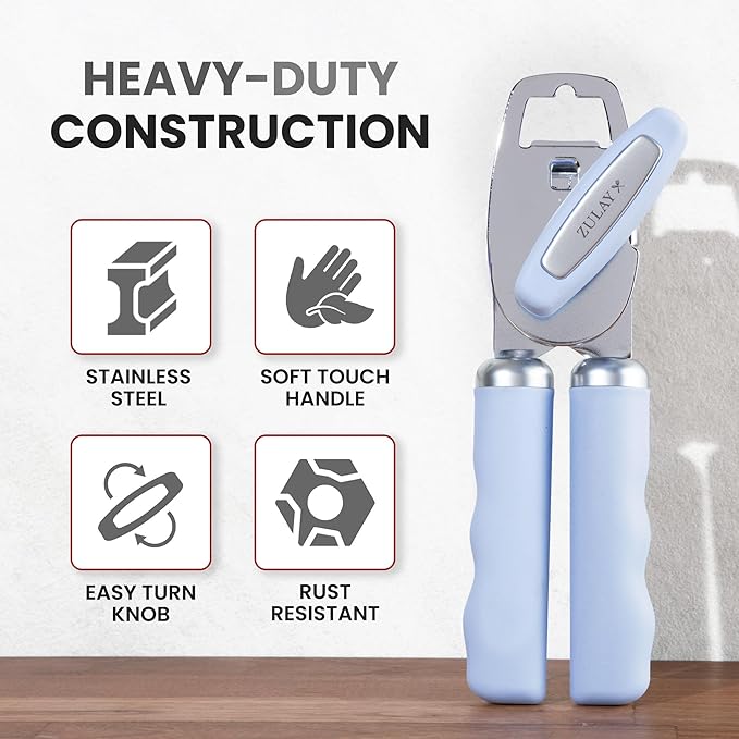 Zulay Kitchen Manual Can Opener with Bottle Opener with Turn Knob