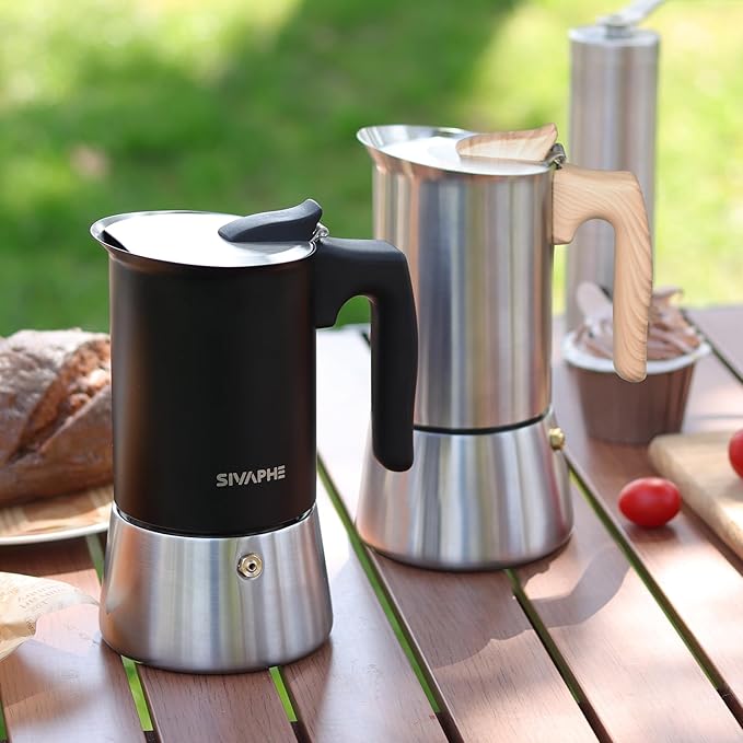 Sivaphe Stainless Steel Stovetop Espresso Brewer 6 Espresso Cup Induction Mocha Pot Cuban Coffee Maker 10.5fl.oz Italian máquina de café expreso