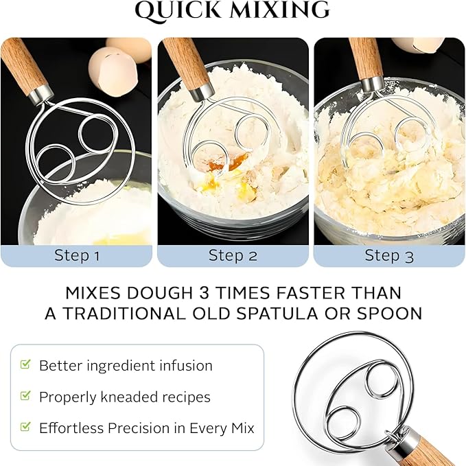 Spartali & Company Versatile 13-Inch Danish Dough Whisk for Sourdough: Essential Sourdough Bread Baking Supplies, Bread Making Tools, and Baking Tools - Whisks for Cooking & Mixing Dough Effortlessly