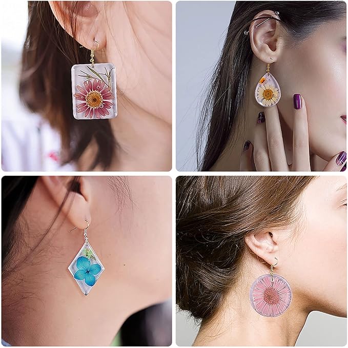 8 Pieces Silicone Earring Moulds Resin Keychain Epoxy Pendant Ear Studs Molds Jewelry Molds Kit for DIY Crafts Jewelry Casting Making