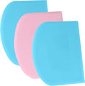 SURDOCA Dough Scraper Bench Scraper - 3P 5.9x4.3" Plastic Flexible Bowl Scraper, Sharp Edge & Angles Cake Scraper. Non-Slip Bakeware Decorating Tools Sculpting & Modeling Tools - Blue+Pink+Blue
