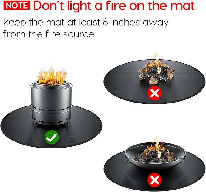 48" Fireproof Fire Pit Mat for Solo Stove Yukon, Round Grill Mats for Outdoor Grill Deck Protector, Waterproof Pad for Camping Accessories, BBQ Mat for Patio