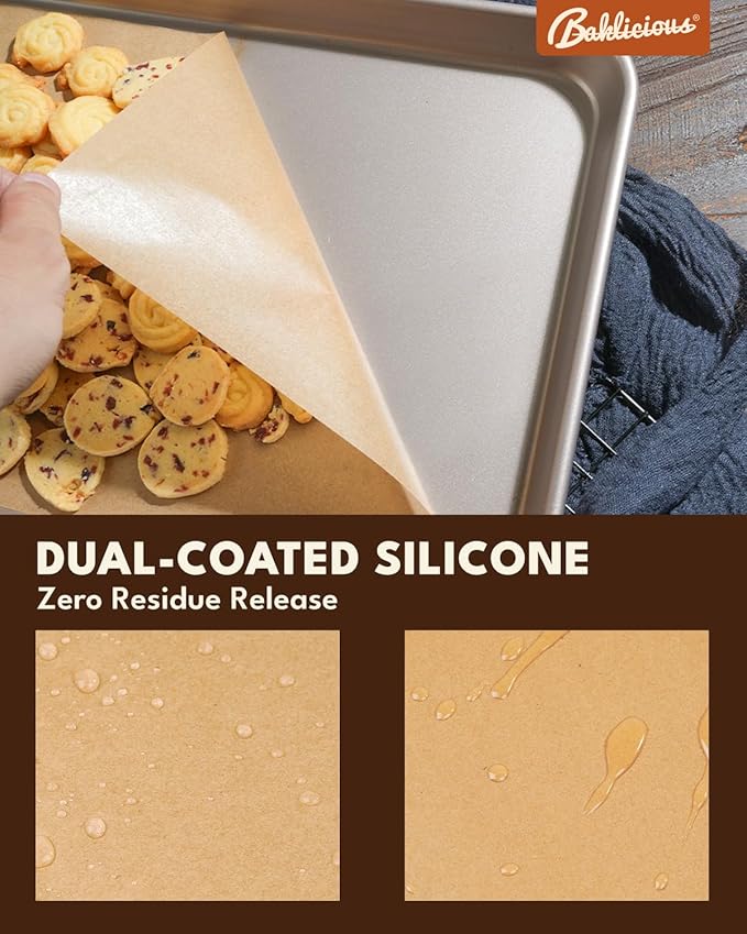 16x24 inch Unbleached Heavy Duty Parchment Paper Sheets, 100Pcs Precut Non-Stick Full Parchment Paper for Baking, Cooking, Grilling, Frying, Steaming, Full Sheet Baking Pan Liners