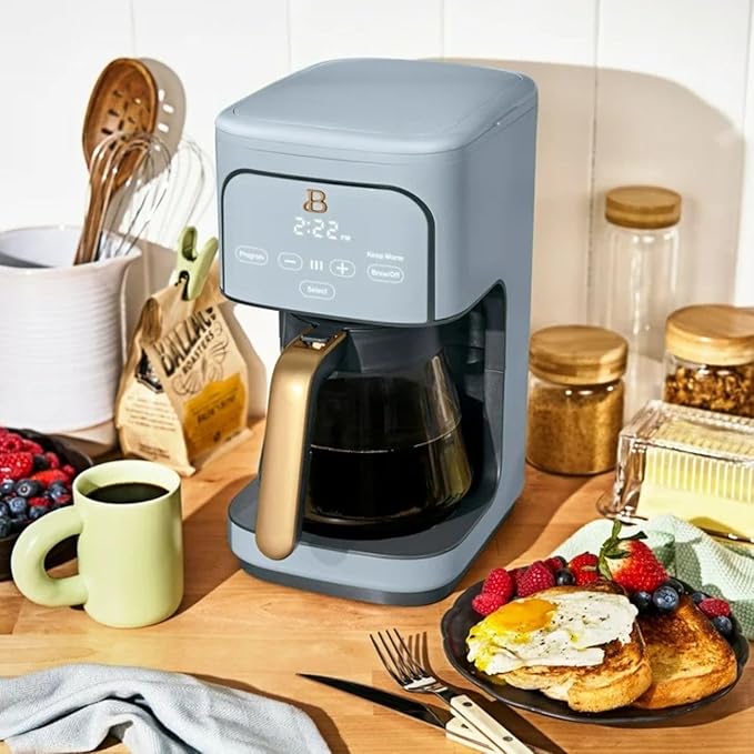 Beautiful 12-Cup Programmable Coffee Maker – Auto Brew, Digital Timer, Glass Carafe (Cornflower Blue)