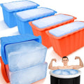 Haldane 6PCLarge Ice Cube Molds 38LB Ice Bath Water Chiller Giant Ice Block Molds Silicone Ice Block Maker For Home, Thicker Big Ice Cube Tray Reusable Athletes Cold Plunge Accessories,Blue+Orange