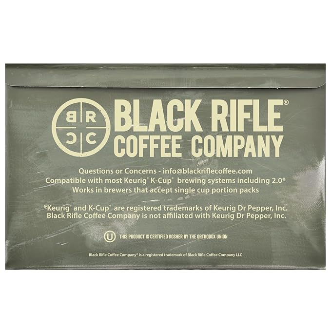 Black Rifle Coffee Company AK Espresso, 12 Count, Medium Roast K Cups - Single Serve K Cups Coffee Pods - Kcup Pods Compatible with Keurig 1.0 & 2.0 - Made from Arabica Beans