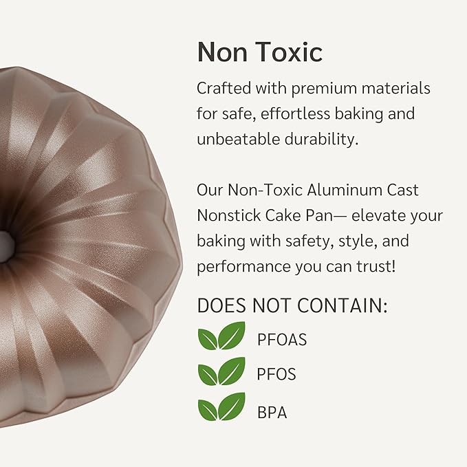 HAPPIELS INARA 10 Cup Fluted Tube Cake Pan Nonstick, PFOA Free Fluted Cake Pan for Baking, Pound Cake Mold for Oven, Cake Molds And Cake Pans, Tube Mold, Pound Tin