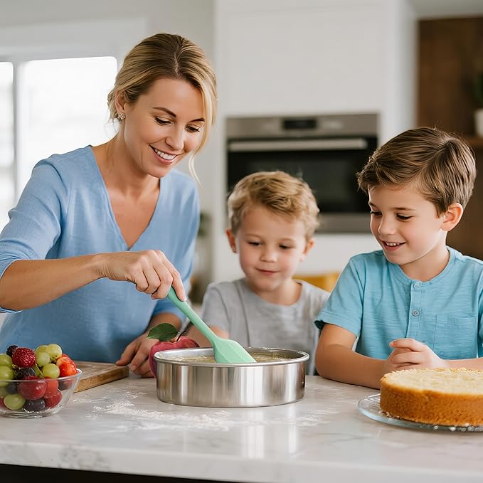 8 Inch Round Cake Pans Set of 2, Nonstick Stainless Steel Baking Pans Set with 100PCS Parchment Papers, Durable Birthday Christmas Circle Layer Cake Pans, Cake Pans Sets for Baking, Dishwasher Safe
