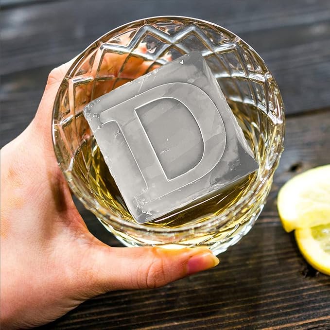 Letter D Monogram Ice Cube Mold Custom Ice Cube Mold 2 Inch Big Initials Silicone Ice Cube Tray Gifts for DAD Gifts for Him