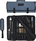 Asaya Chef Knife Roll Bag - 20 Total Pockets for Knives and Kitchen Utensils - Made with Stain Resistant Waxed Nylon - For Chefs and Culinary Students - Knives Not Included(Blue)