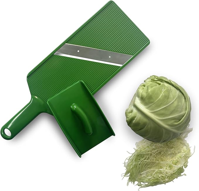Fixed Thickness Vegetable Slicer – Ultra-Thin Cabbage Shredder for Salads, Jicama Tacos, Onion, Potato Chips – Fine Fluffy Cuts Mandoline Kitchen Tool(Green)