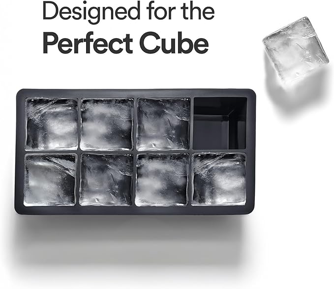Glacio Ice Cube Molds – Large Silicone Ice & Sphere Mold Combo with Built-In Easy-Fill Funnel 2-Inch Round & Square Whiskey Ice Molds for Cocktails & Bourbon