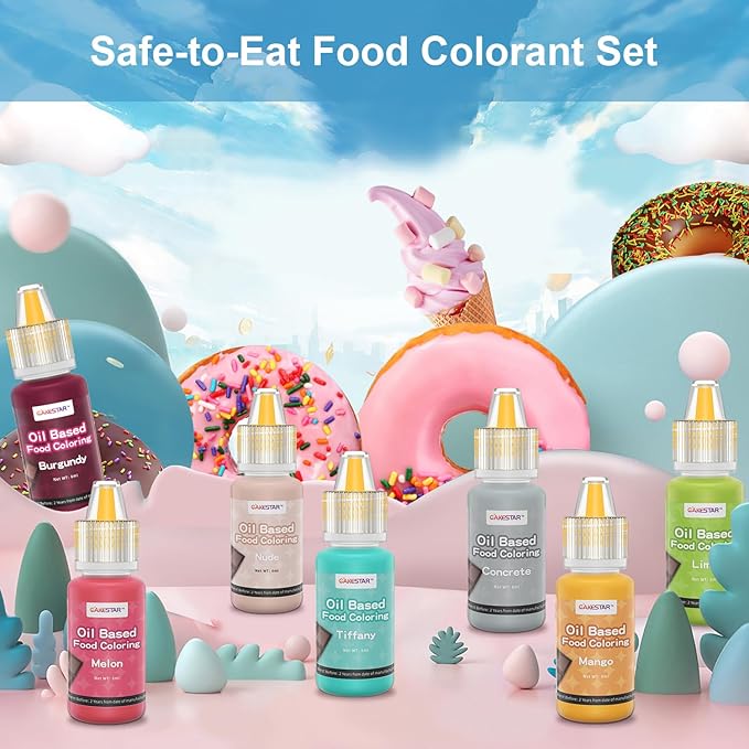 Oil Based Food Coloring,24 Colors Food Coloring Set for Cake Decorating,Chocolate,Baking,Edible Oil Food Dye for Butter,Cookies,Fondant(.20 fl.oz/bottle)