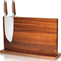 Modern Acacia Magnetic Knife Block Holder 16 x 10 Inches, Extra Large Dual-Sided Strong Magnet Wood knives Stand, Luxurious Kitchen Counter Rack Organizer for a Stable and Stylish Cutlery Display