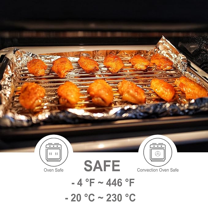 CHEFMADE Roasting Pan with Rack, 13-Inch Non-Stick Rectangular Shallow Dish Sheet Pan with Wire Rack for Oven Baking, BBQ, Jelly Roll and Roasting 9" x 13" x 1" (Champagne Gold)