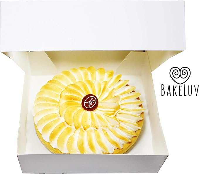 BAKELUV Pie Boxes for 9 Inch Pie | White, 50 Pack | 9x9x2.5 Bakery Box with Window, 9x9 Cookie Box, 9 Inch Pastry Boxes with Window Bulk, Cake Boxes, Auto Pop Up